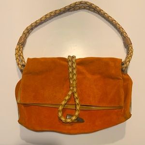 Burberry orange suede, fold-over purse.